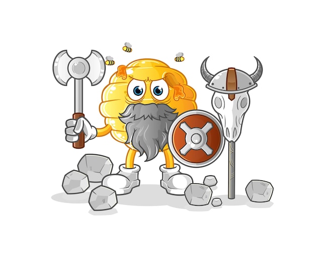 Corona virus viking with an ax illustration. character vector