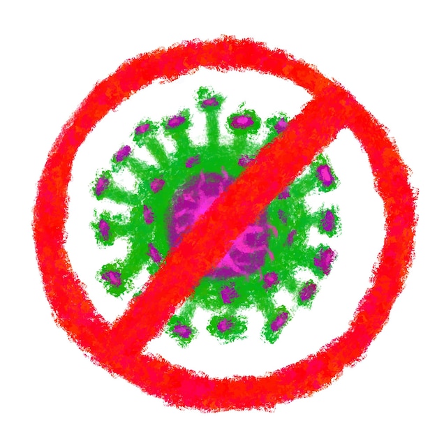 Corona Virus with stop sign