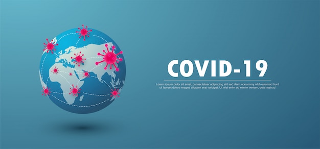 Vector coronavirus 2019-ncov concept infected world by covid-19 banner background