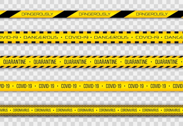 Coronavirus (2019-ncov), realistic seamless yellow and white security tapes, warning tape fencing flu. global pandemic of covid-2019. pandemic novel coronavirus covid-19 disease.