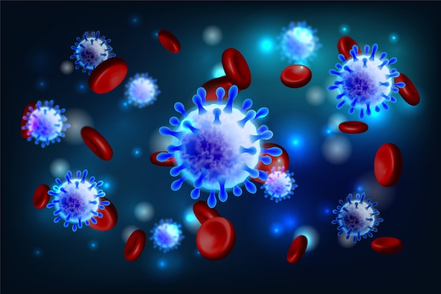   of Coronavirus 2019-nCoV and Virus background with disease cells