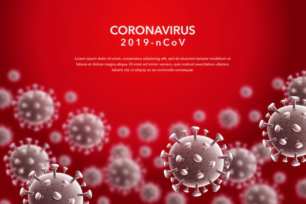 coronavirus 2019-ncov and virus red background with corona virus disease cells