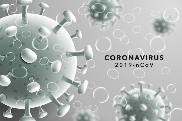 Coronavirus 2019-ncov e virus sfondo bianco con cellule della malattia del virus corona