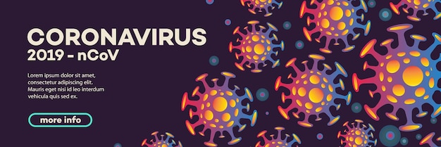 Coronavirus banner met bacteriën wereldwijd pandemisch concept Nieuw coronavirus 2019nCoV achtergrond Virus Infectie Medisch behang Quarantaine illustratie Vector 10 eps