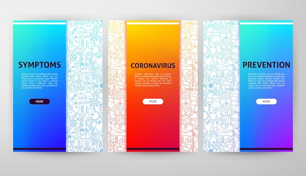 Coronavirus brochure web design. vector illustration of outline template.