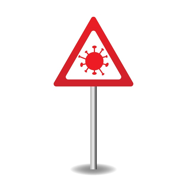 Coronavirus caution road Sign Stop the virus spreading Warning about Coronavirus outbreak COVID19 danger and public health risk disease outbreak Pandemic Vector illustration