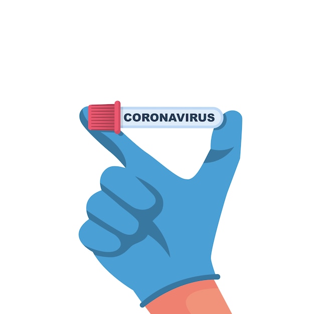 Coronavirus concept. arts die in hand reageerbuis met een bloedonderzoek van de zieke patiënt houdt