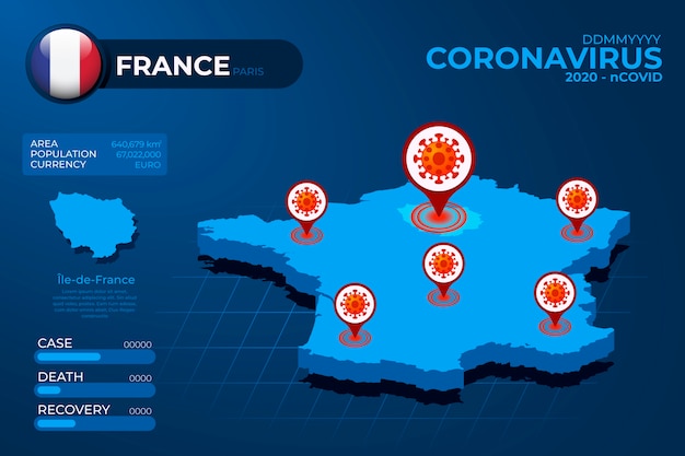 Coronavirus country map infographic