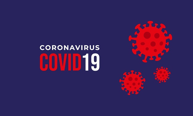 Design di sfondo coronavirus o covid-19, stile piatto e moderno con colore rosso e blu scuro. illustrazione vettoriale eps10