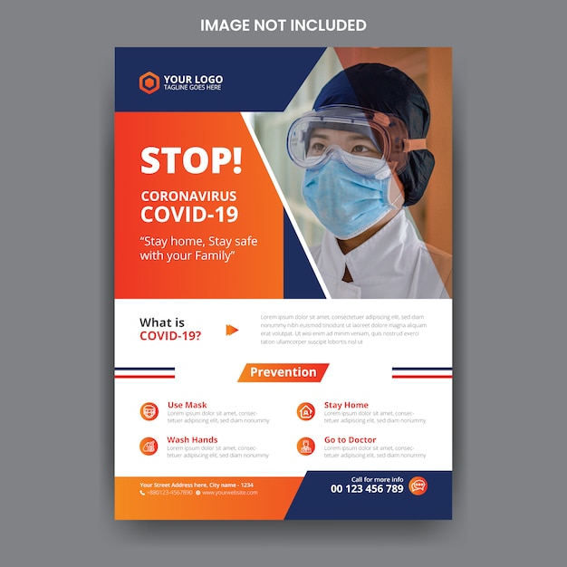 Coronavirus covid-19 flyer sjabloon voor medische gezondheid