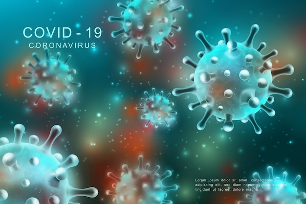 コロナウイルスCOVID-19グローバルエピデミックインフルエンザ病の背景画像3Dウイルス