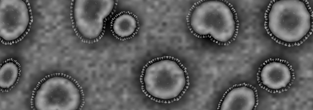 Coronavirus covid-19 macro-illustratie, microscoopweergave van dodelijke pathogene infectie