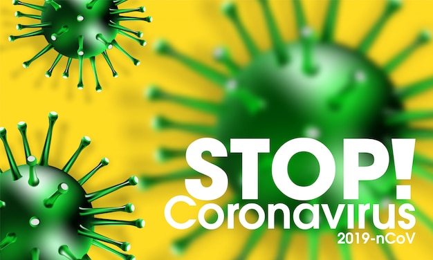 Vettore infezione da illustrazione realistica medica di coronavirus covid-19. sfondo con cellule virus 3d. virus pericoloso di ncov corona asiatico. novel coronavirus 2019-ncov