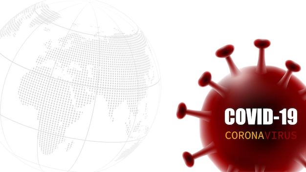 Vector coronavirus covid-19 variant mutatie viruscel medisch op witte achtergrond en globe, vectorillustratie