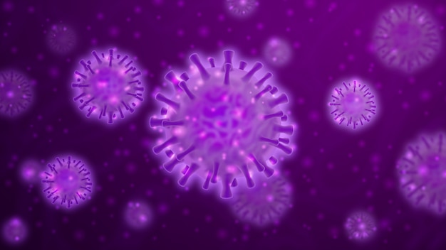 Vector coronavirus covid-2019 op paarse achtergrond.