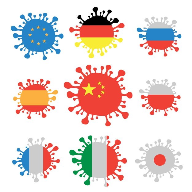 Vector coronavirus covid19 flag country icon