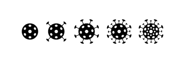 Coronavirus different icons covid19 virus signs mutations of virus