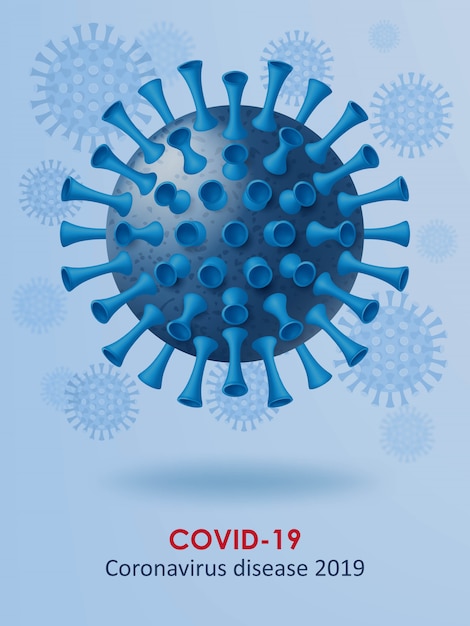 Sfondo della malattia da coronavirus covid-19. celle di virus 3d realistiche. illustrazione.