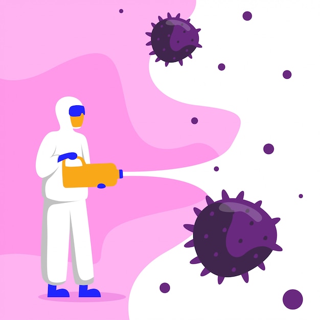 Coronavirus disinfection flat illustration  concept