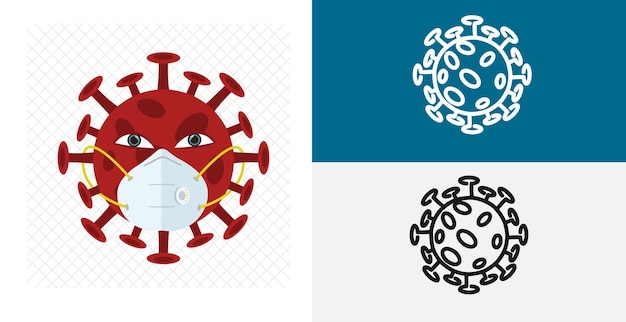 Vector coronavirus geïsoleerd plat pictogram solide en lijn geneeskunde ontwerpelement