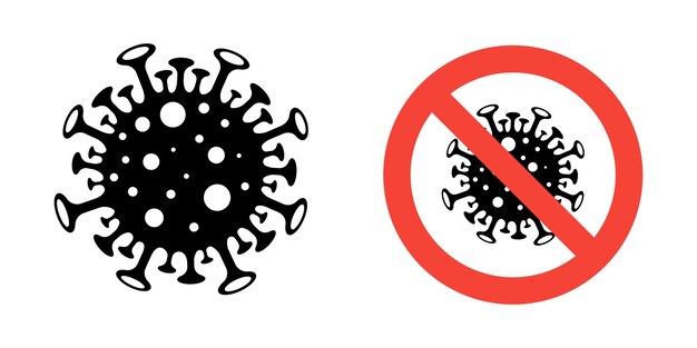 Coronavirus Icon with Red Prohibit Sign 2019nCoV Novel Coronavirus Bacteria No Infection and Stop Coronavirus Concepts Dangerous Coronavirus Cell in China Wuhan Isolated Vector Icon