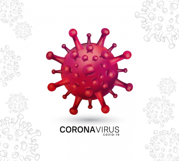 Coronavirus. illustratie voor campagne, poster, banner, achtergrond met rood virus