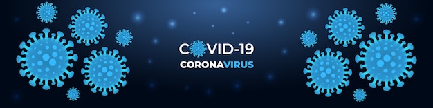 Vector coronavirus-infectie covid-19, donkerblauwe medische banner.