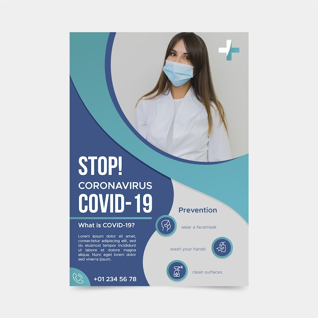 Poster informativo sul coronavirus con foto