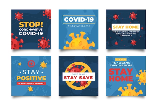 Vector coronavirus instagram posts template