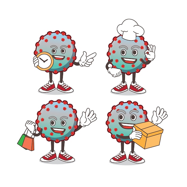 Vector coronavirus mascot character set