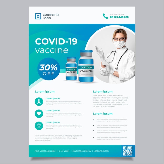 Coronavirus medical products flyer template with photo