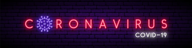 Vector coronavirus neon vector banner.