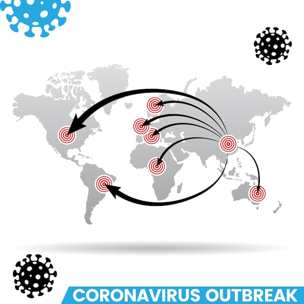 Coronavirus Outbreak Grey World Map Graphic