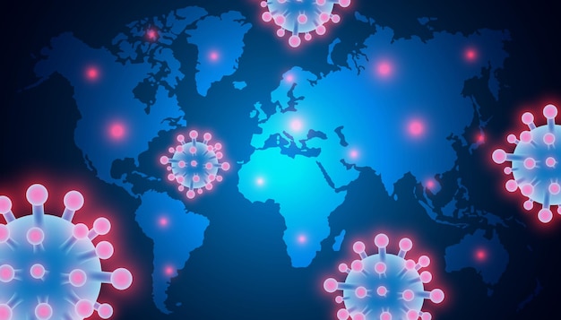 Vector coronavirus over de hele wereld de verspreiding van het coronavirus covid2019 gevaarlijke viruspandemie