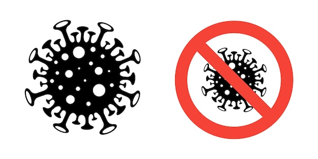 Coronavirus-pictogram met rood verbodsbord 2019nCoV nieuwe coronavirusbacteriën Geen infectie en stop Coronavirus-concepten Gevaarlijke coronaviruscel in China Wuhan geïsoleerd vectorpictogram