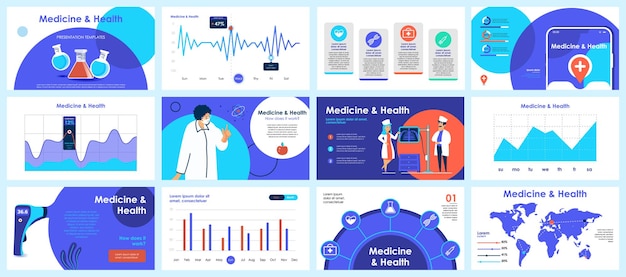 Vector coronavirus presentation slides templates from infographic elements