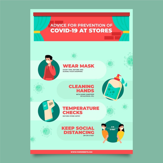 Vector coronavirus prevention poster for stores