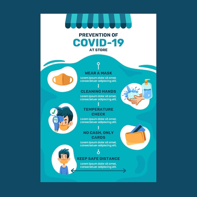 Vector coronavirus prevention poster