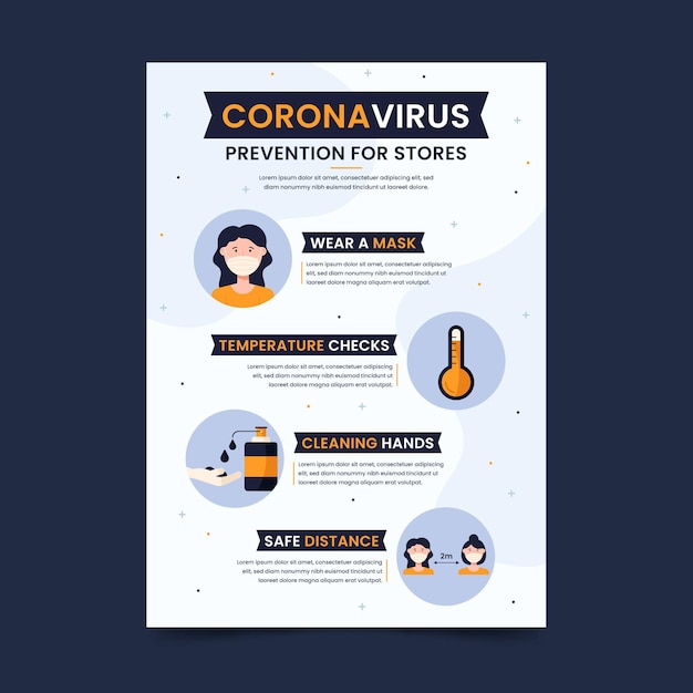 Coronavirus prevention steps for shops flyer