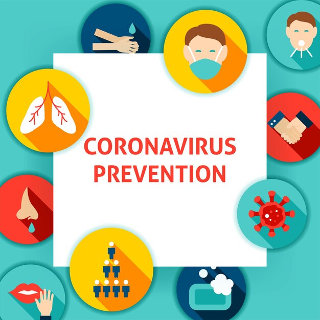 Vector coronavirus prevention template. vector illustration flat style medical concept.