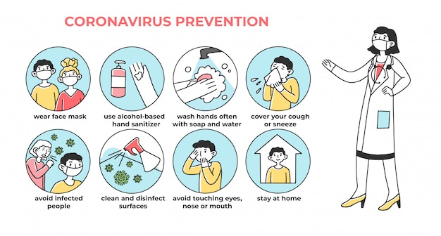 Vector coronavirus prevention tip