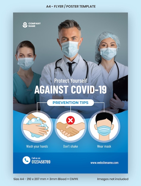 Coronavirus prevention tips flyer or poster template