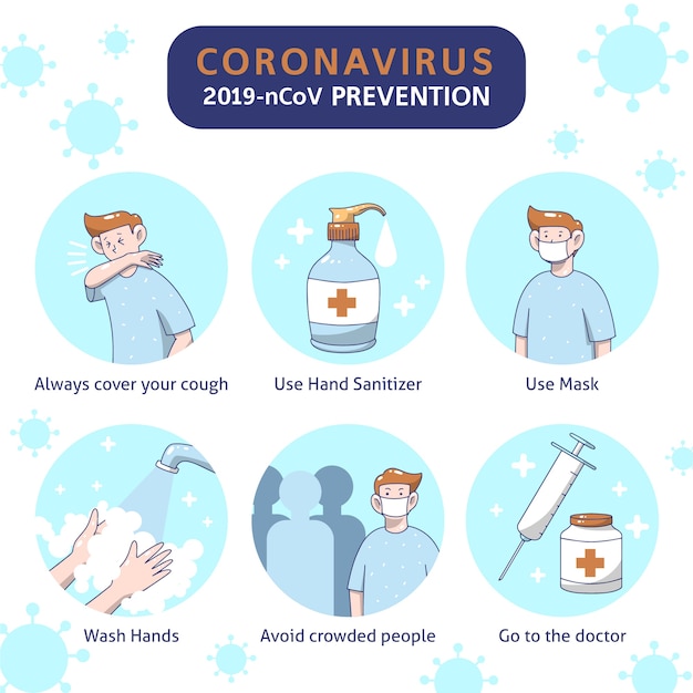 Vector coronavirus prevention tips