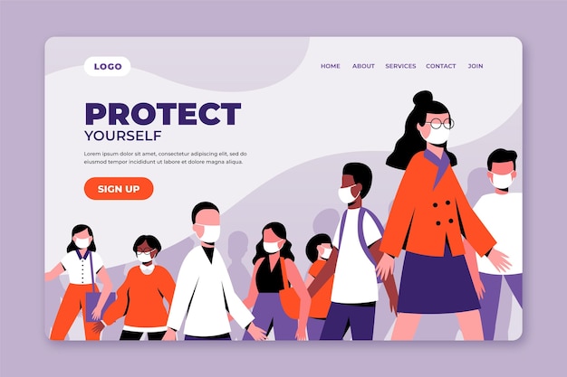 Vector coronavirus preventions landing page template