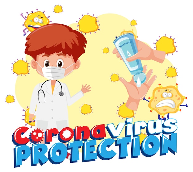 Protezione dal coronavirus con il personaggio dei cartoni animati per bambini