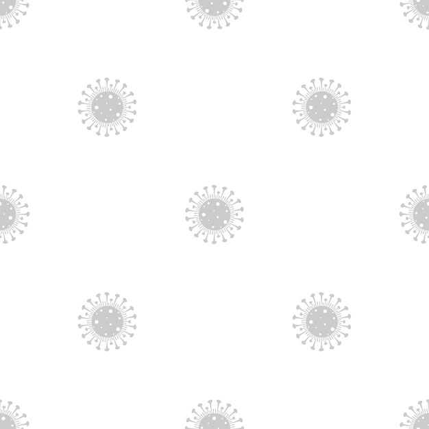 Coronavirus seamless pattern Vector illustration of virus symbols on white background