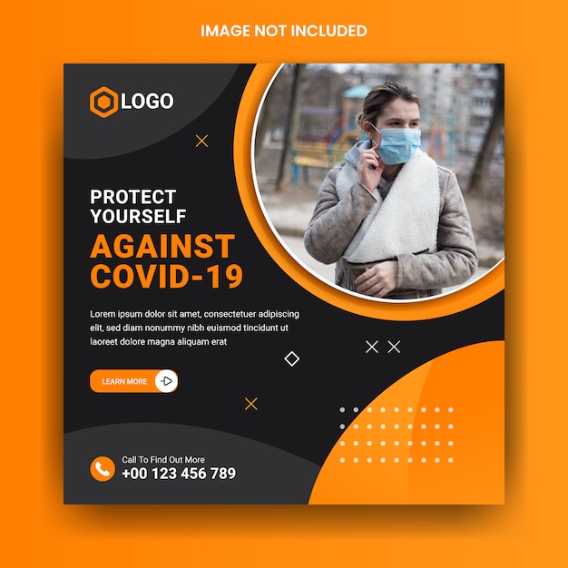 Coronavirus  social media instagram post banner template