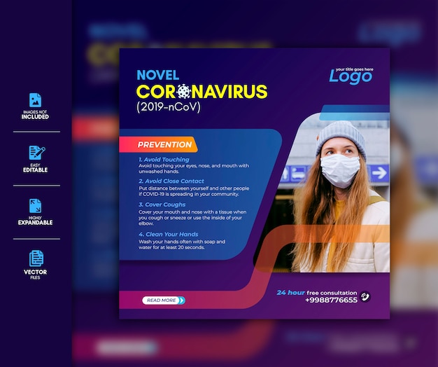 Coronavirus Social Media Post Template Premium 