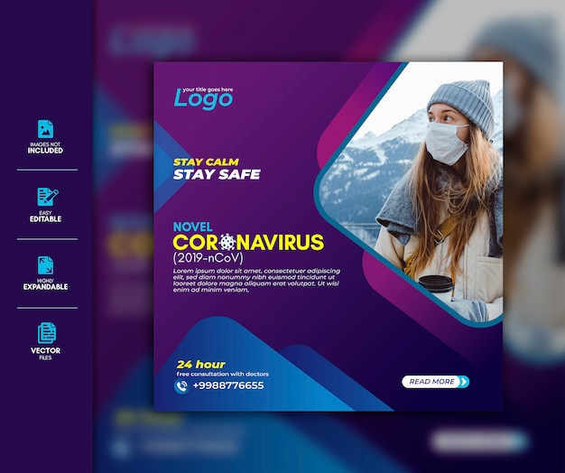 coronavirus social media post template premium 