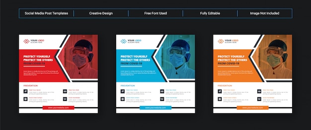 Modello di post sui social media di coronavirus